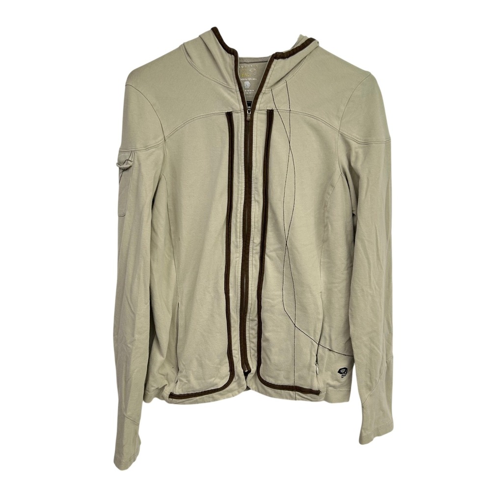 Mountain Hardwear Zip Hoodie Medium Khaki Organic Cotton Outdoor Gorpcore
